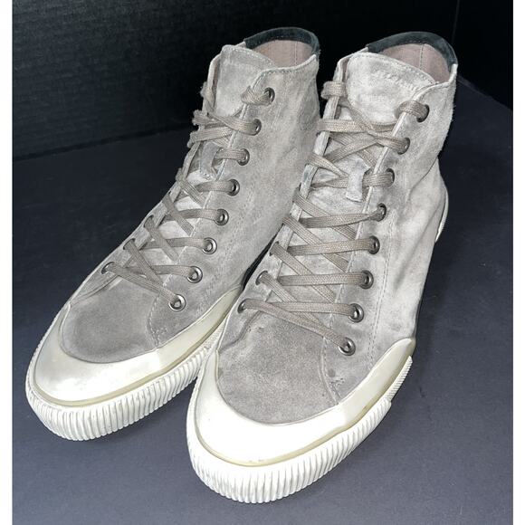 Allsaints Dumont suede monochrome chalk Grey Men’s Size‎ 12 Hi Top Sneaker - Picture 1 of 10